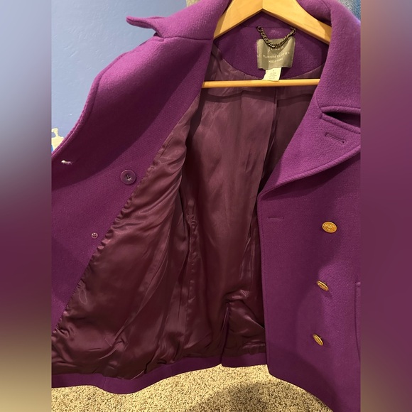 J Crew majesty, royal purple wool pea coat, size 4 - Picture 4 of 5